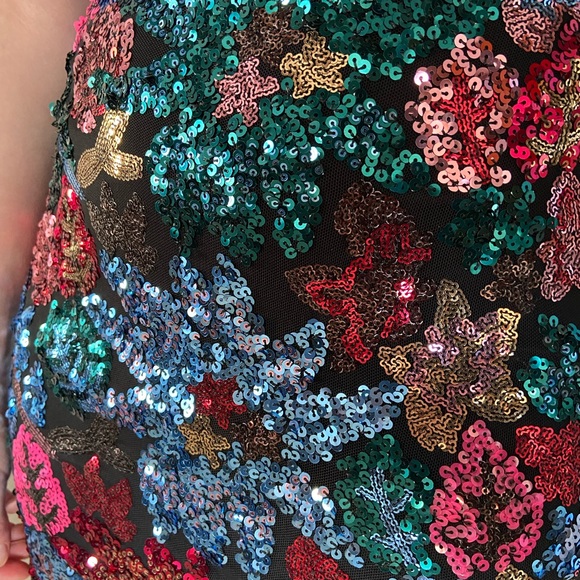 Formal Dress prom short multi color sequin Black base ,size 7,Crystal Doll - Picture 6 of 7